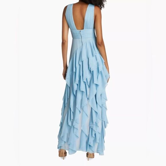Alice + Olivia Asymmetric Ruffled Maxi Dress size 4 - Picture 4 of 14